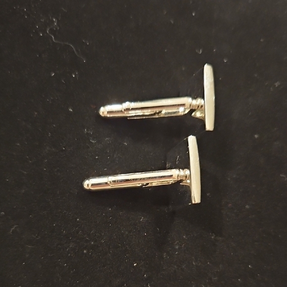 Paisley Blue and Silver Square Cufflinks - Picture 4 of 5